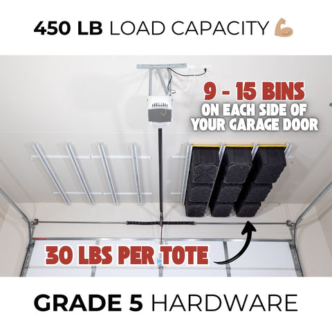 Tote Slide Pro Adjustable Ceiling Storage by CeilingSAM